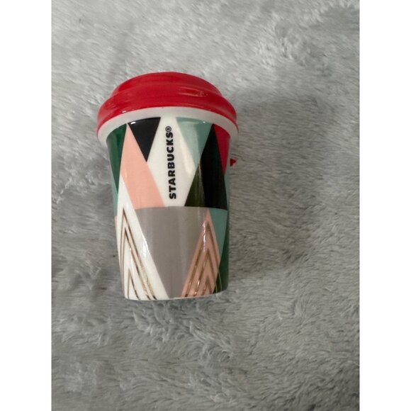 Starbucks 2017 Modern Trees Ceramic Christmas Tree Ornament Geometric  2.5” - Picture 2 of 5